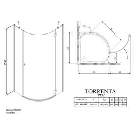 Душевой уголок Radaway Torrenta PDJ 90 R прозрачное стекло